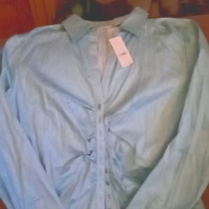 New York and Co. Blouse size L Color Teal pinstripe